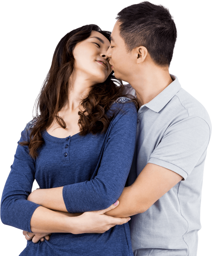 Romantic Couple Embracing with Transparent Background