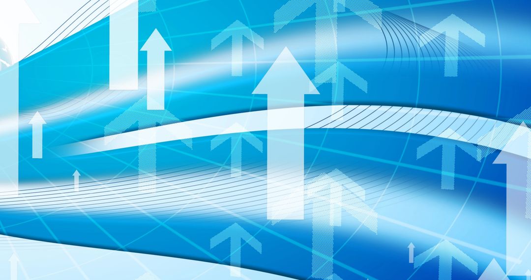 Dynamic Arrows Over Abstract Blue Digital Background