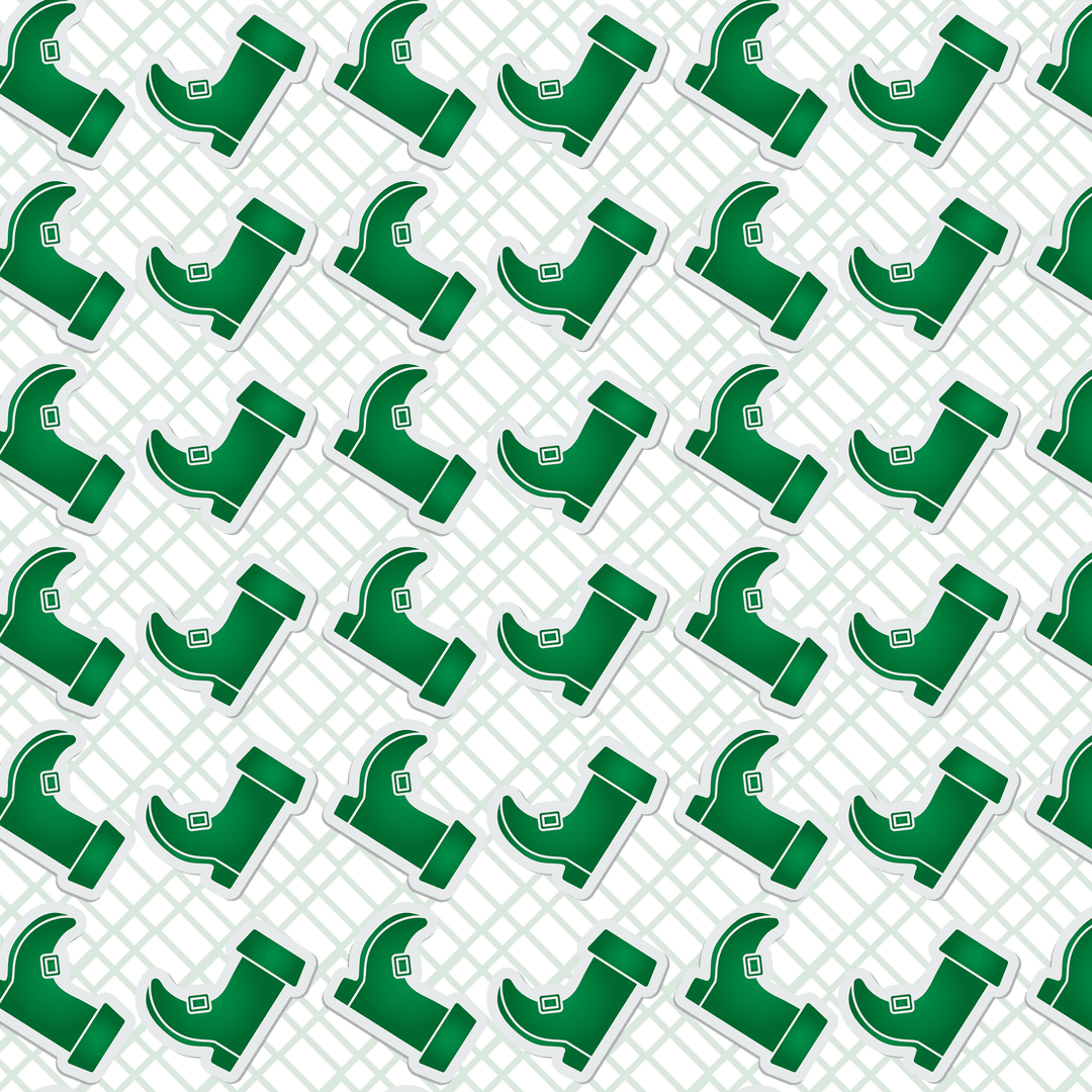 Green Leprechaun Boots Repeating on Transparent Background