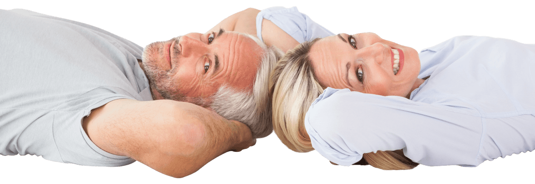 Happy Mature Couple Relaxing on Transparent Background