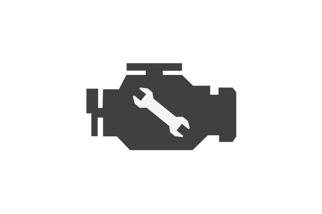 Transparent Car Repair Wrench Icon on Engine Shape