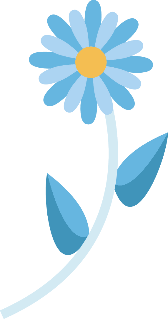 Blue Daisy Illustration with Transparent Background