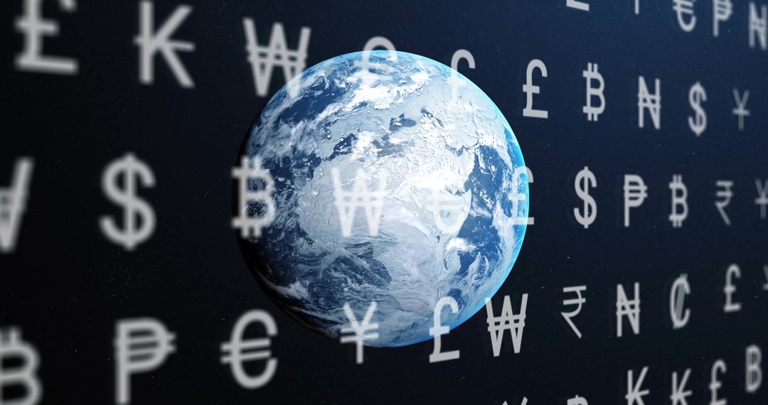 Global Economy Concept with Currency Symbols and Earth