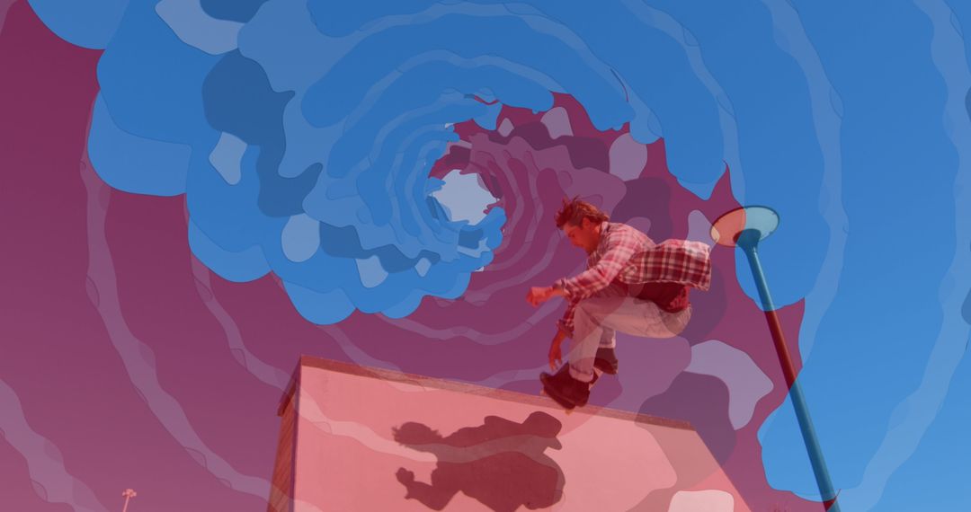 Dynamic Skateboarding with Abstract Artistic Layers