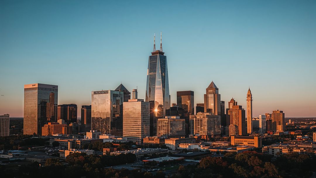 Modern charlotte urban skyline featured at sunset delight