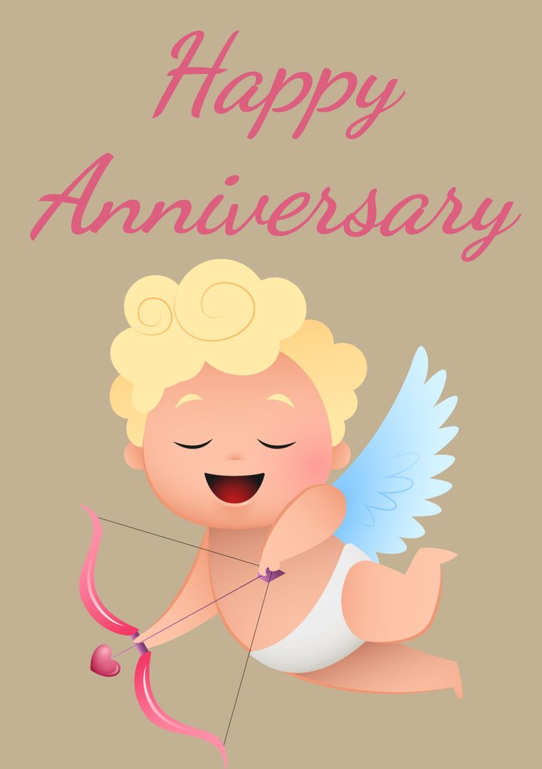 Cherubic Cupid with Heart-Tipped Arrow Celebrating Love Anniversary
