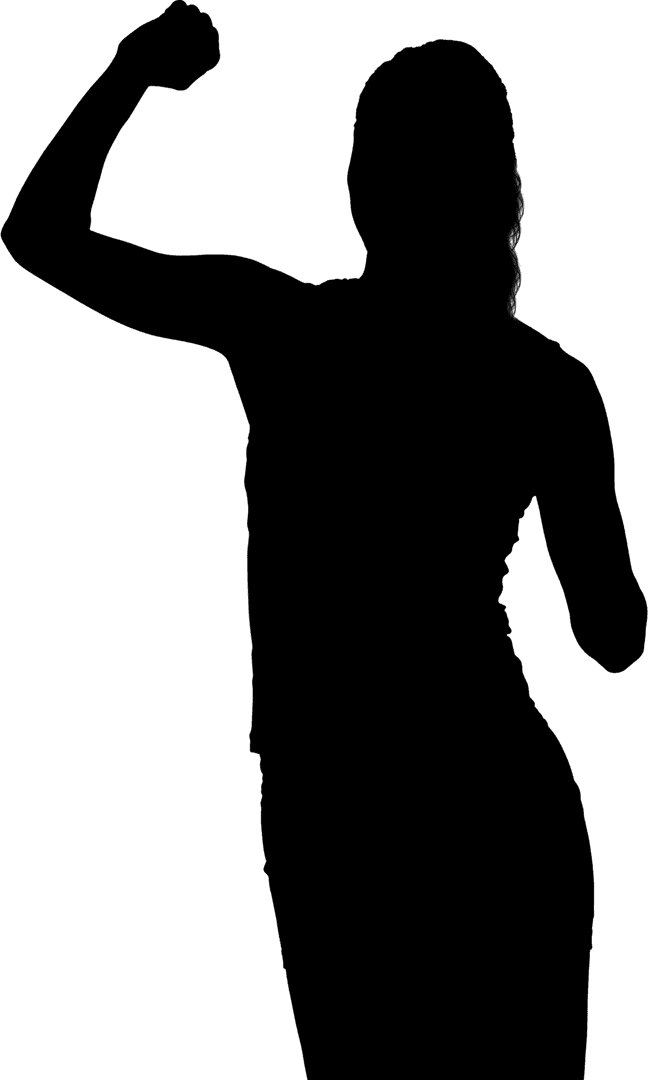 Transparent Vector Silhouette of Woman Flexing Muscles