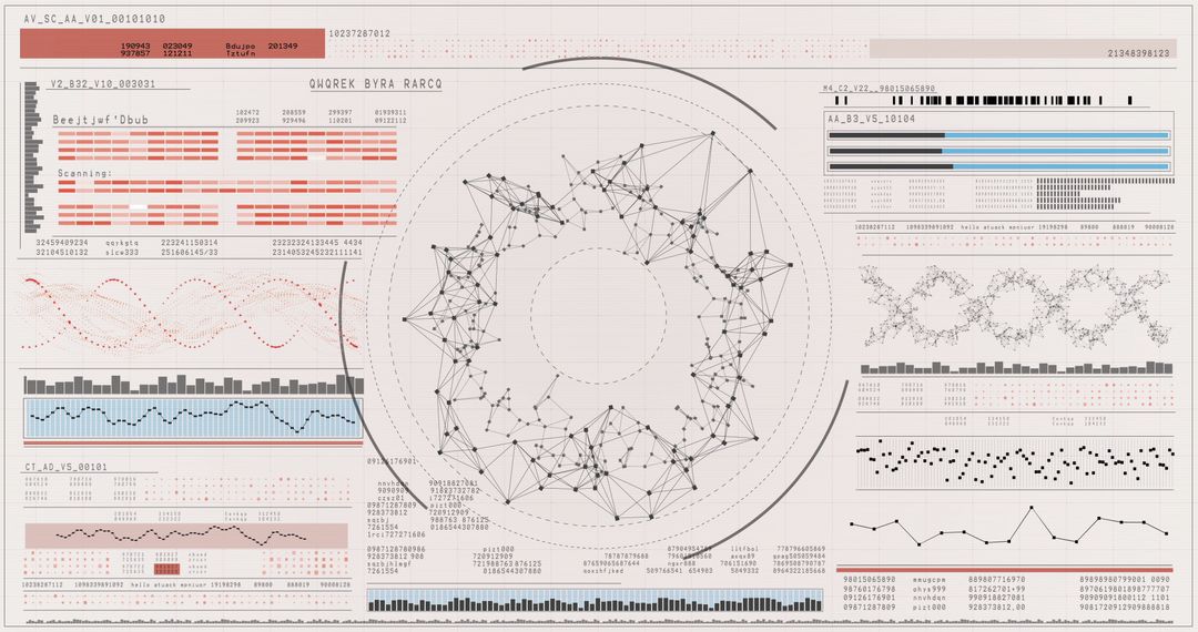 Abstract Data Visualization Interface with Network Diagram and Graphs - Free Images, Stock Photos and Pictures on Pikwizard.com