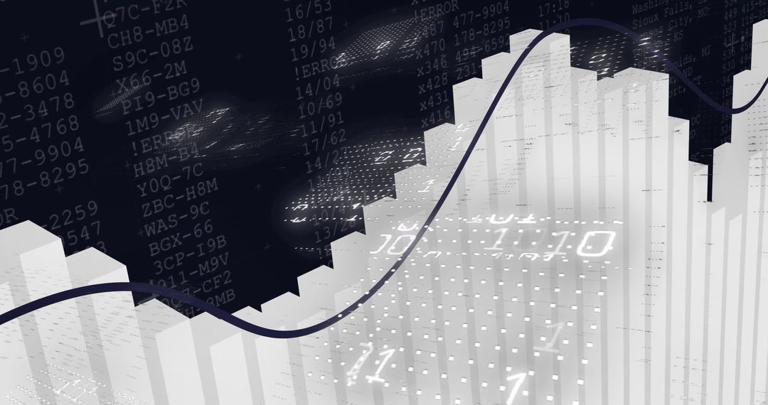 Futuristic 3D Bar Chart with Dynamic Line Trend