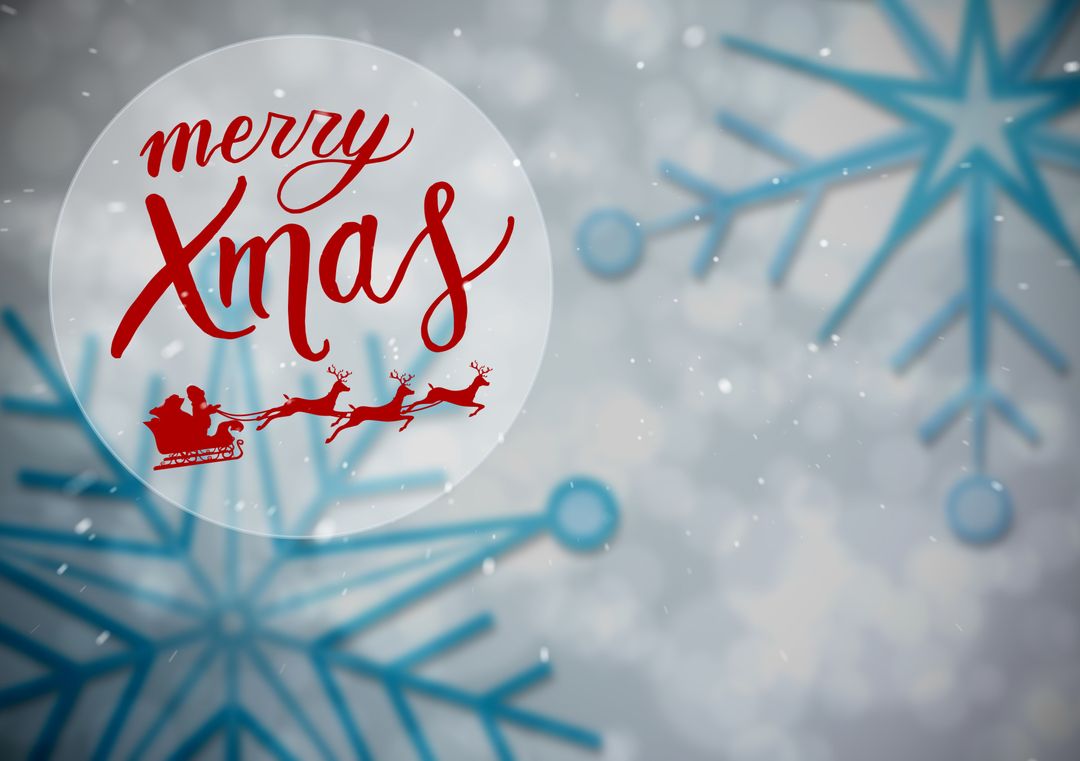 Festive Merry Xmas Greetings with Snowflakes and Reindeer
