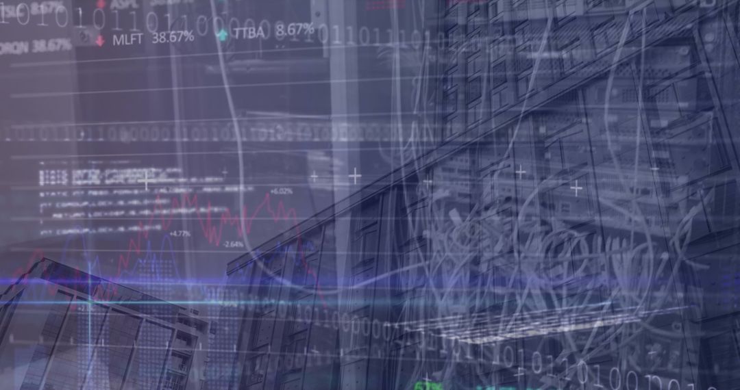 Futuristic Digital Data Stream Over Urban Cityscape