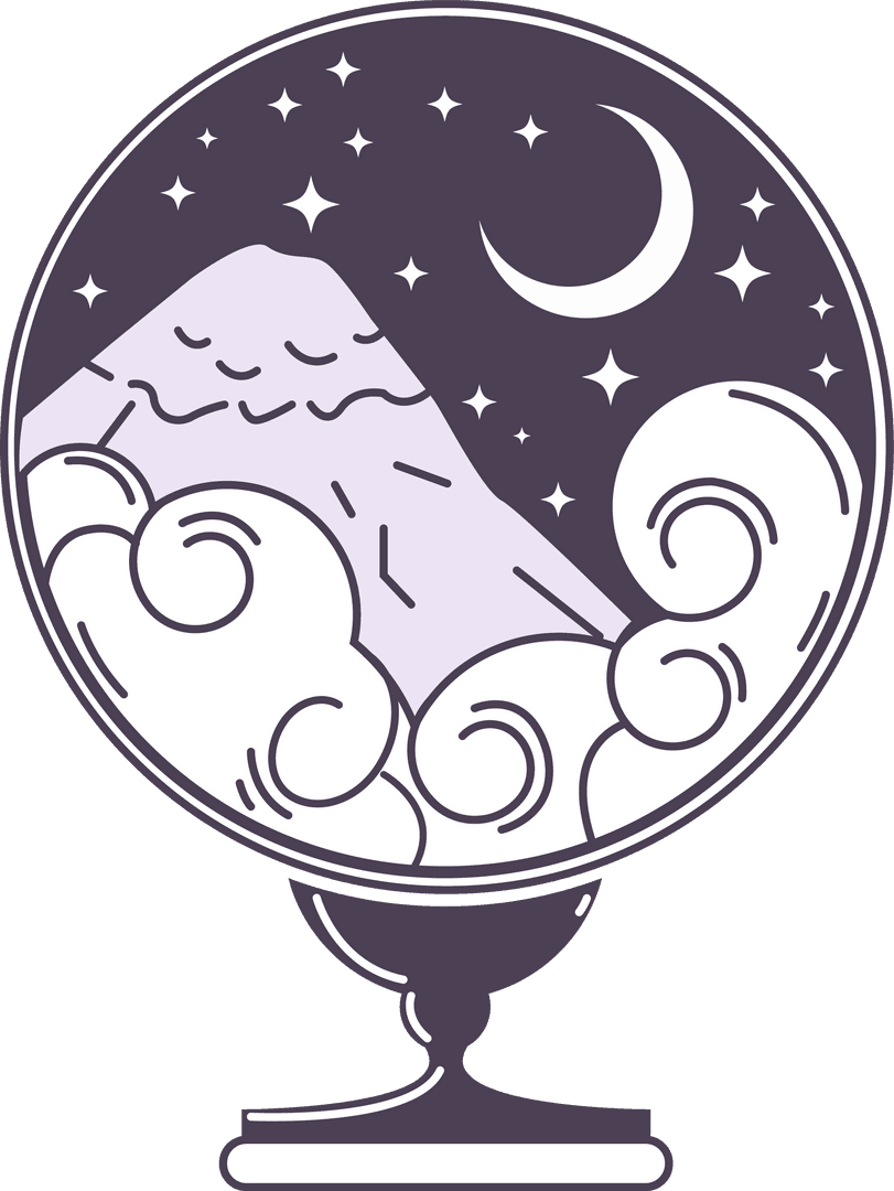 Glass Globe with Mystical Mountain and Celestial Night
