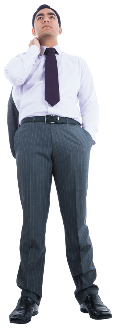 Thoughtful Biracial Businessman on Transparent Background