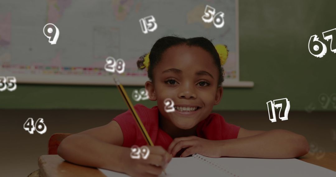 Young Girl Engaging in Mathematics in Classroom Environment