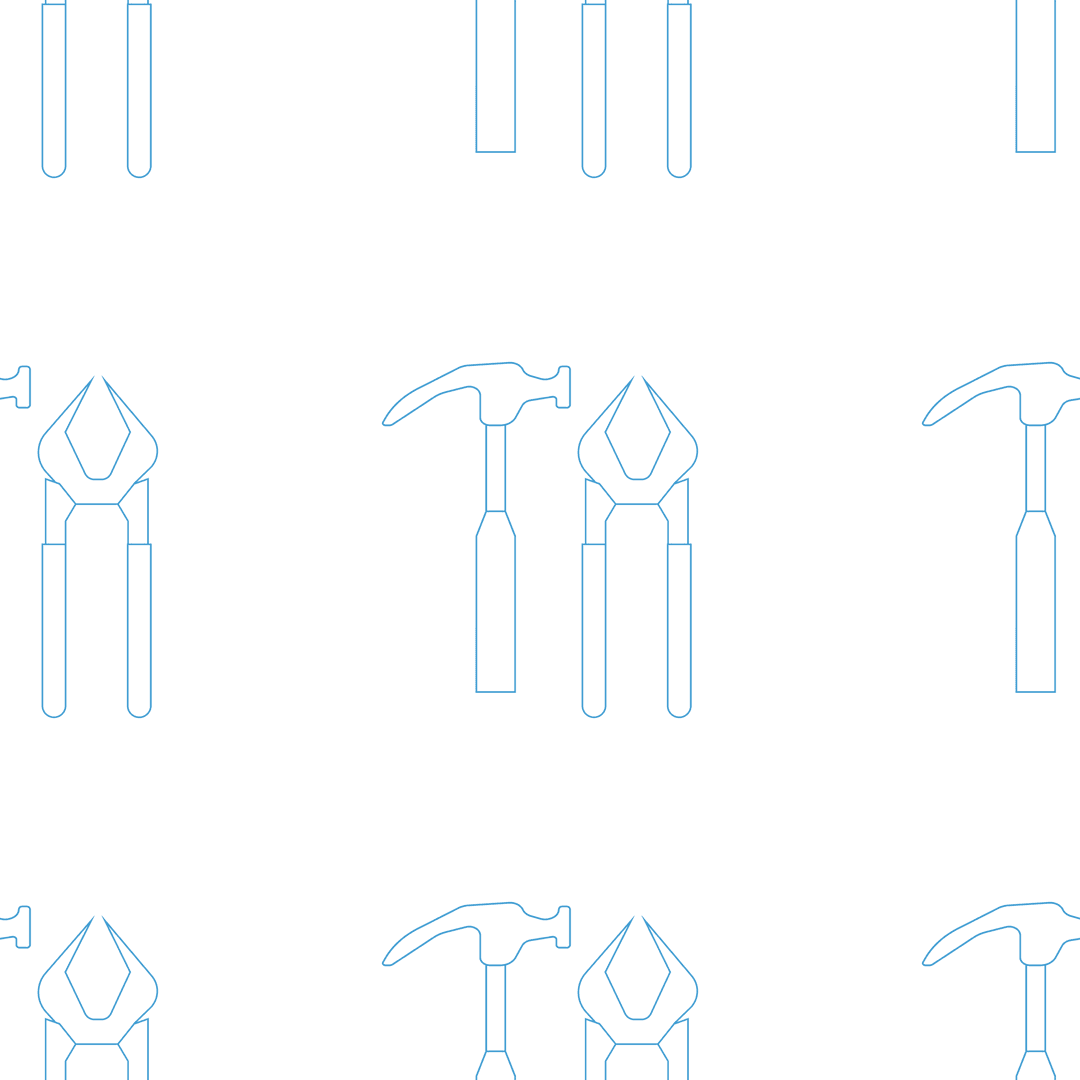 Seamless pattern vector of blue tools on transparent background