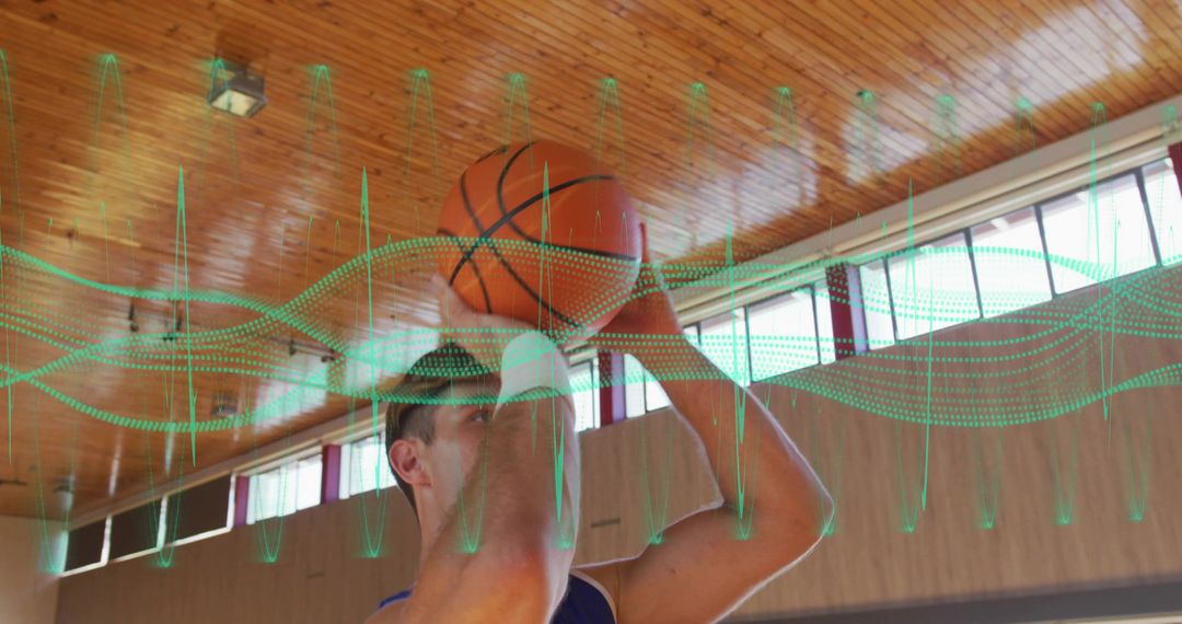 Dynamic Basketball Shot with Virtual Kinetic Waveform in Indoor Gym