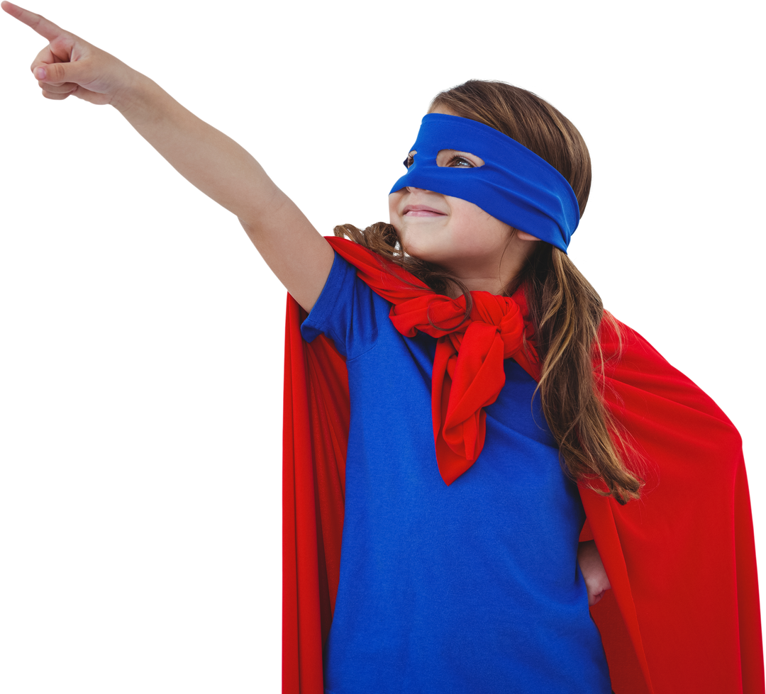 Joyful Girl in Superhero Costume on Transparent Background - Download Free Stock Images Pikwizard.com