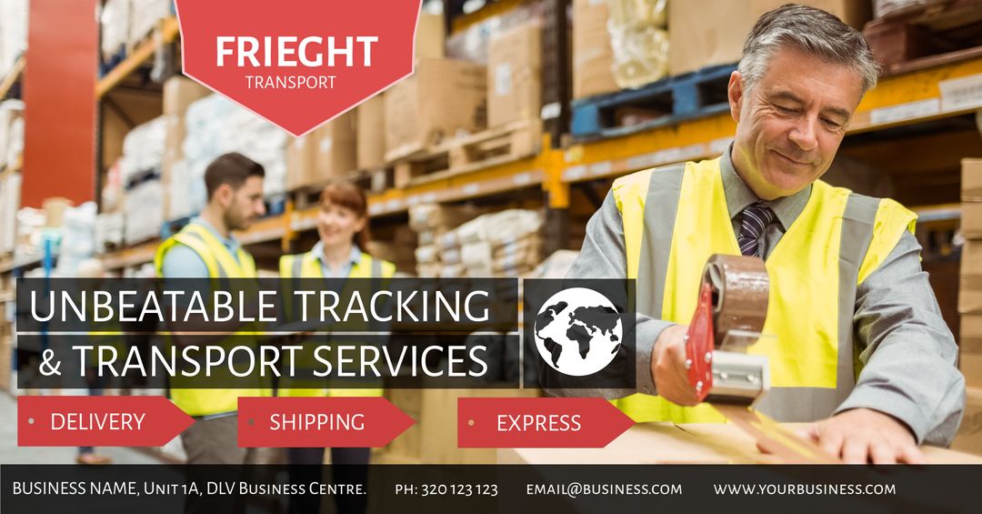 Warehouse Worker Handling Logistics Package Efficiently with Tracking - Download Free Stock Templates Pikwizard.com