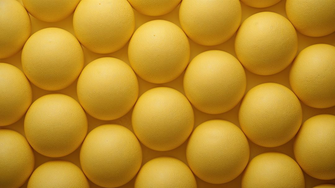 Tightly Packed Yellow Textured Spheres Creating Minimalist Pattern