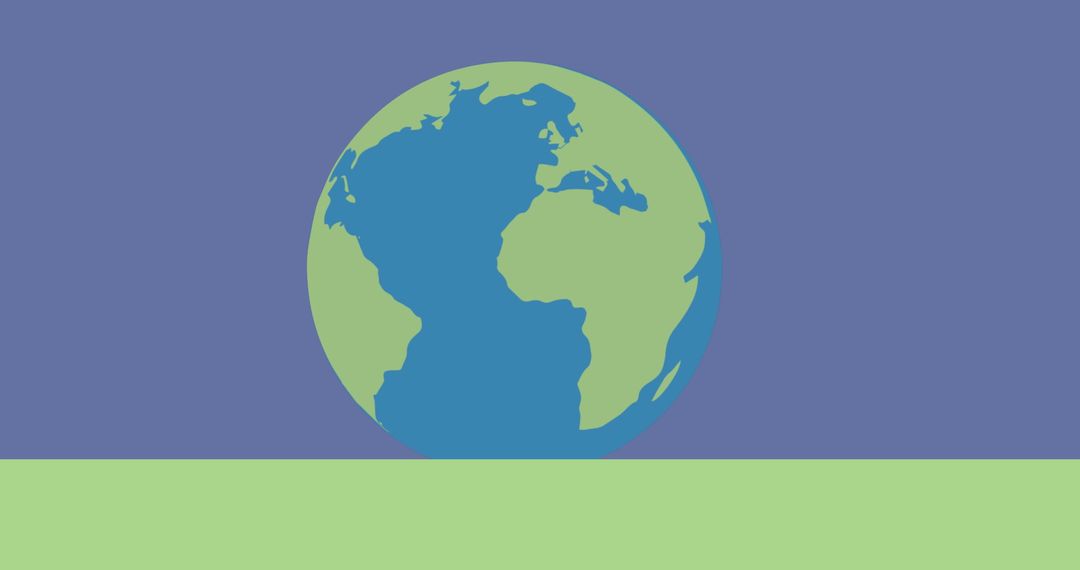 Illustrated earth with green continents on blue background