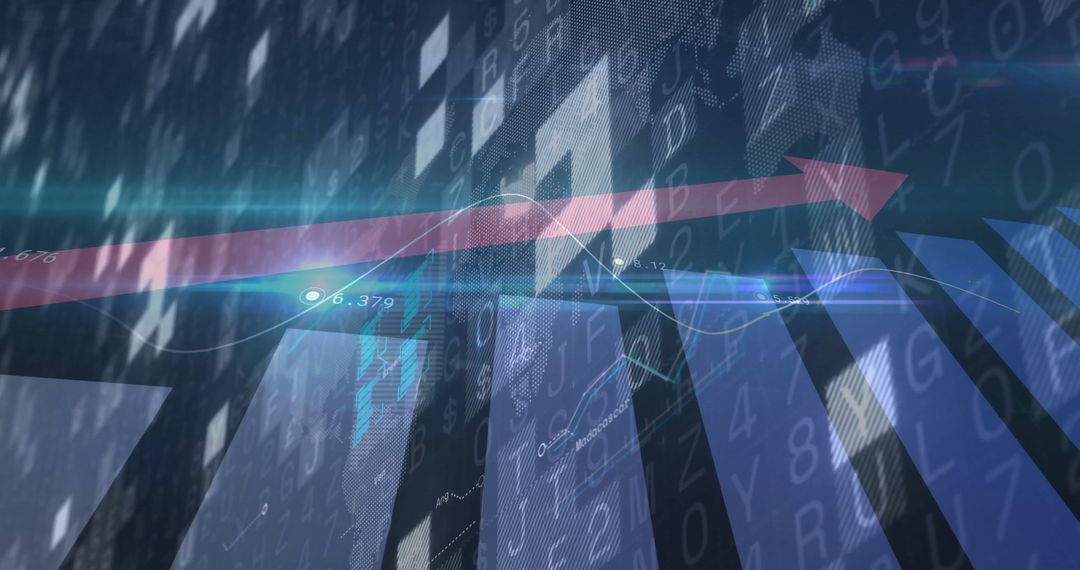 Dynamic Data Visualization with Upward Arrow and Digital Codes