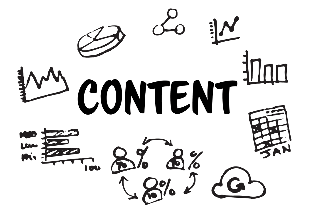 Business Content Icons on Transparent Background