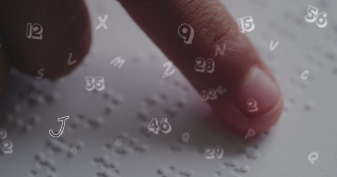 Student Reading Braille Overlaid with Digital Numbers - Free Images, Stock Photos and Pictures on Pikwizard.com