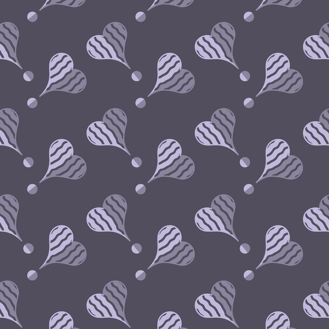 Seamless Heart Charm Grey Pattern on Transparent Background