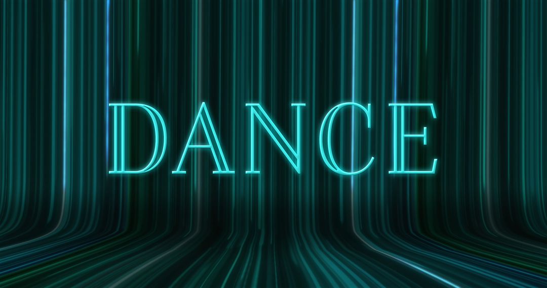 Glowing Dance Text with Futuristic Light Streaks Background