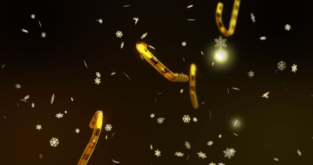 Elegant Golden Tubes and Snowflakes in Abstract Digital Space