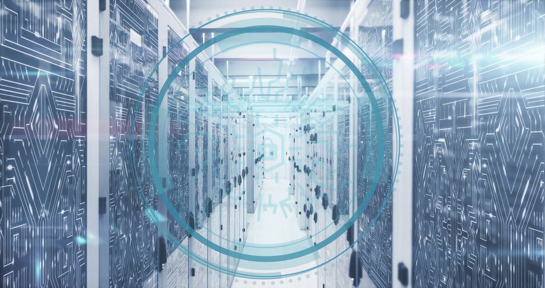 Cybersecurity Lock Overlaying Data Center Servers