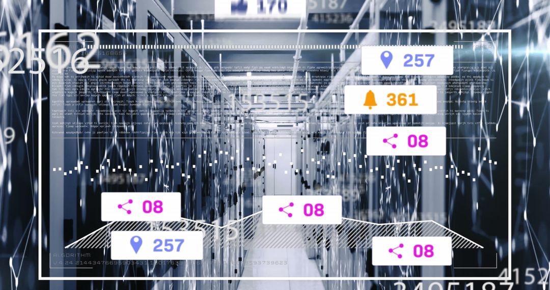 Digital Data Interaction over Server Room Network - Free Images, Stock Photos and Pictures on Pikwizard.com