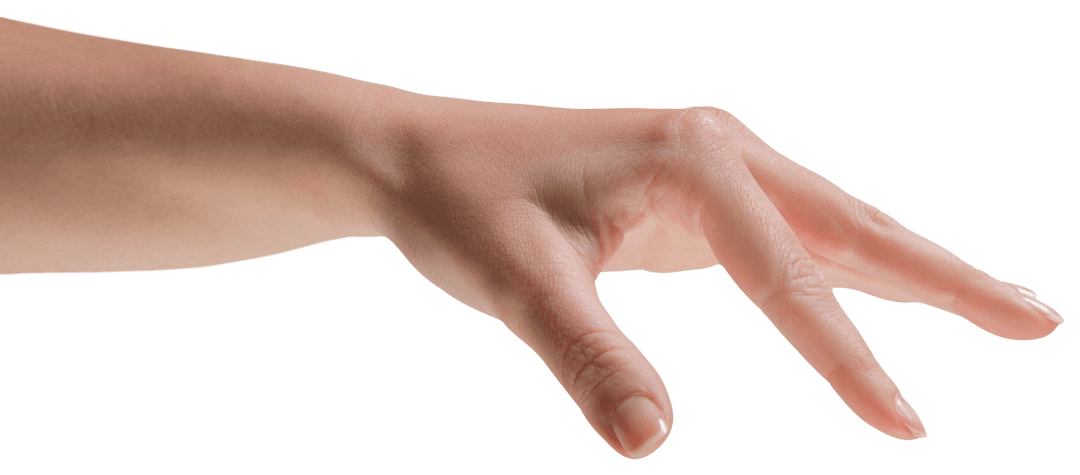 Human Hand Reaching Out on Transparent Background