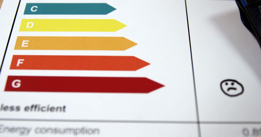 Close-Up of Energy Efficiency Rating Chart with Sad Face - Free Images, Stock Photos and Pictures on Pikwizard.com