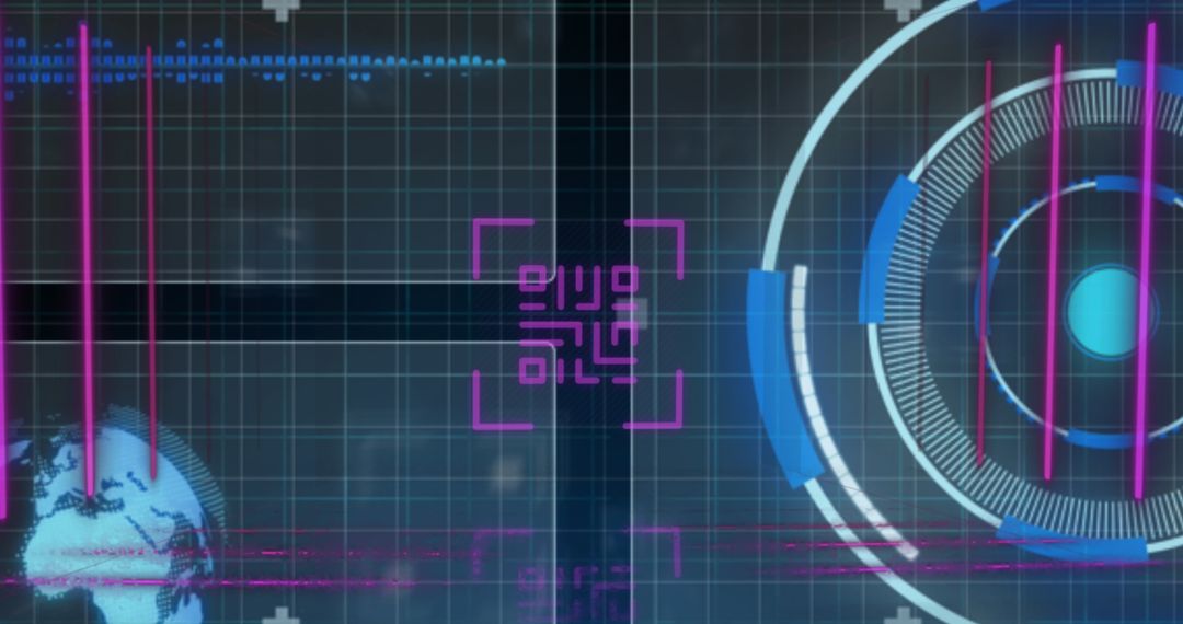 Digital QR Code with Futuristic Data Visualization