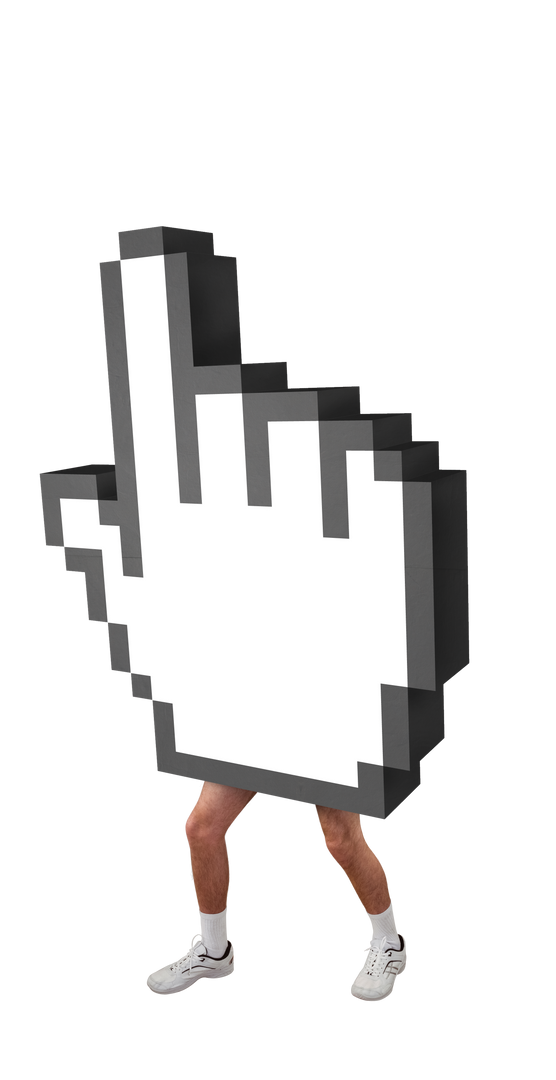 Person in Pixelated Computer Cursor Costume with Transparent Background - Download Free Stock Images Pikwizard.com