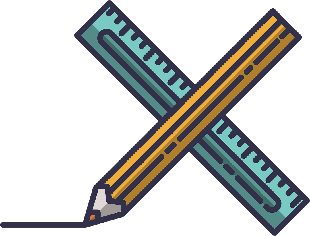 Transparent Pencil and Ruler Illustration for Architectural Design
