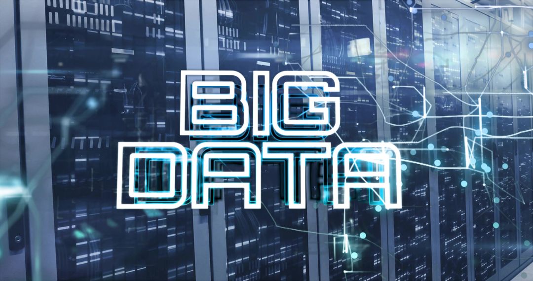 Glowing Big Data Concept in High-Tech Server Room