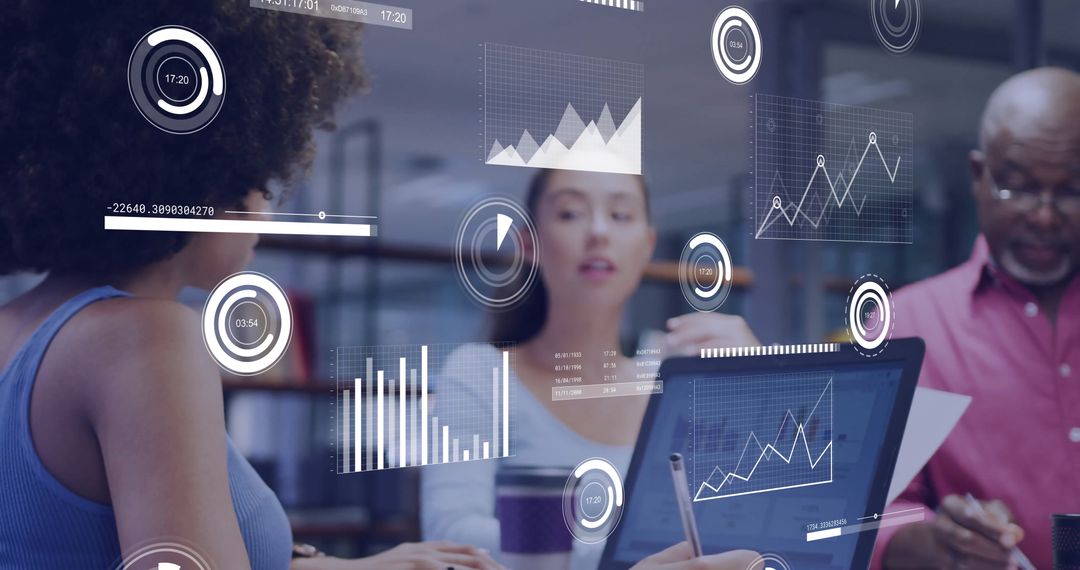 Professionals Analyzing Data Analytics in Modern Office Environment