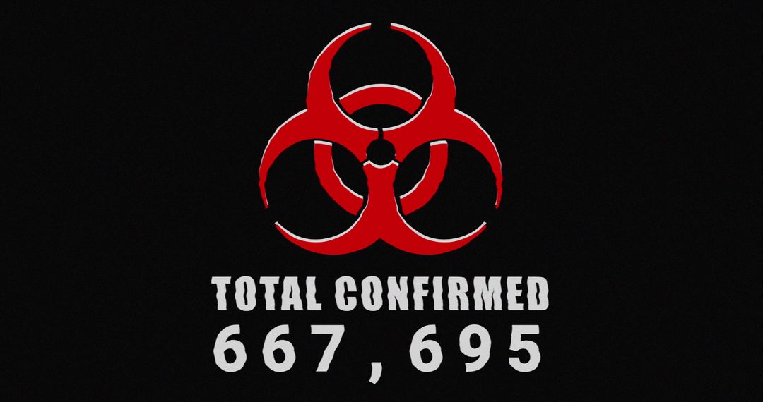 Red Biohazard Symbol Illustrating Pandemic Alert with Case Count