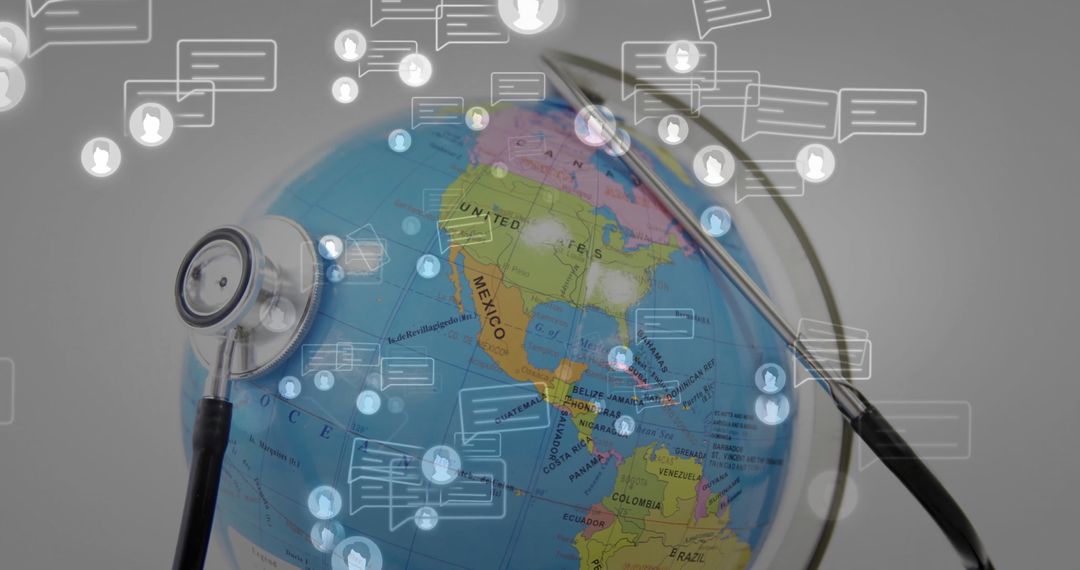Stethoscope on Globe Illustrating Global Healthcare Communication