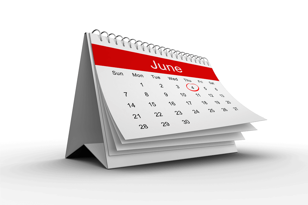 Transparent Standing Desk Calendar Marking June Date