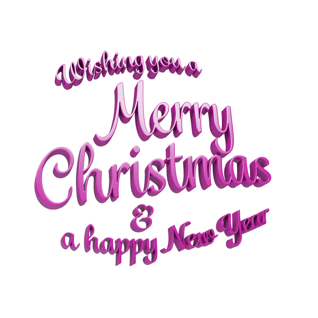 Pink Transparent Merry Christmas Happy New Year Text