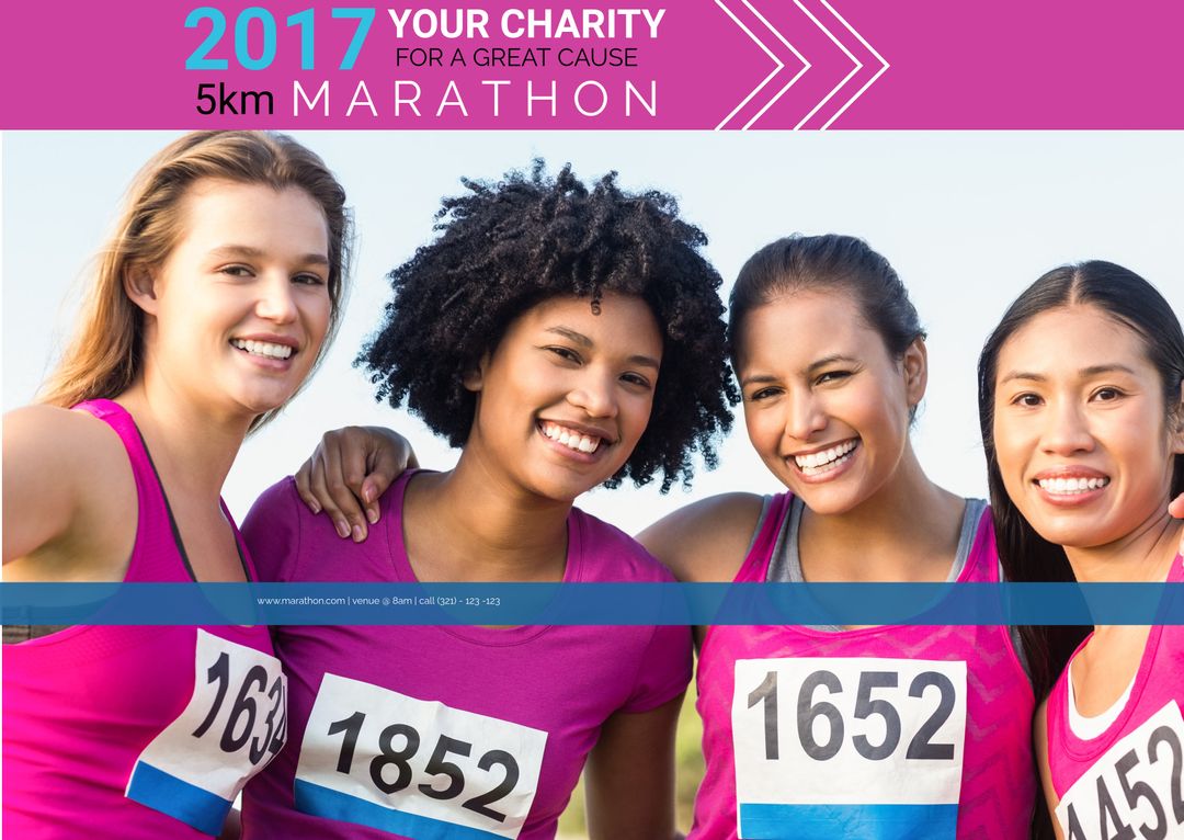 Diverse Female Runners Promoting Charity 5K Marathon Event - Download Free Stock Templates Pikwizard.com