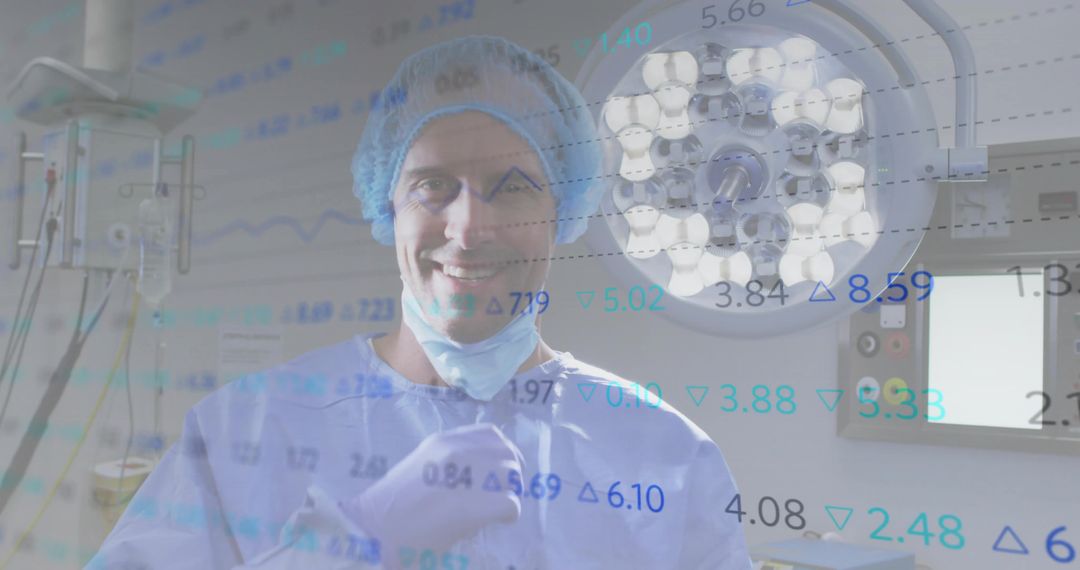 Surgeon Analyzing Data amidst Advanced Healthcare Technology