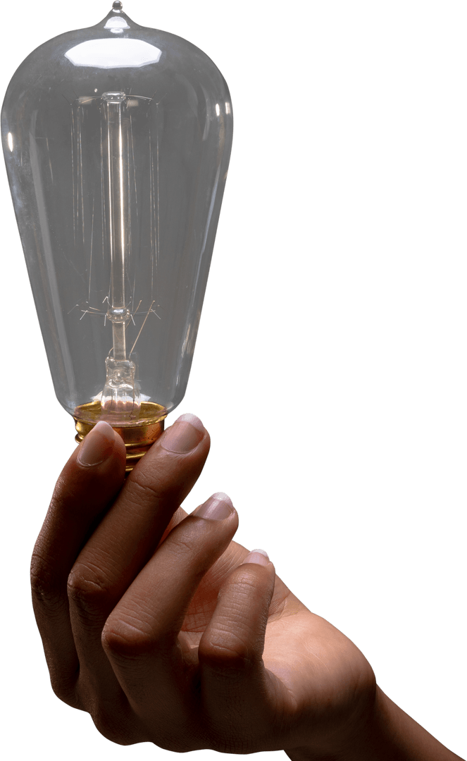 Close-up Hand Holding Transparent Vintage Light Bulb for Innovative Ideas