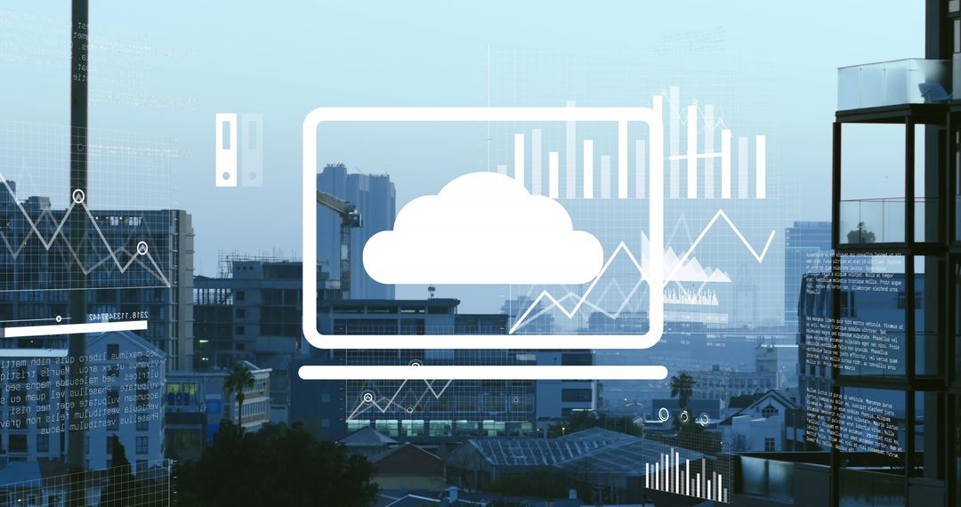 Futuristic Digital Urban Landscape with Data Overlay Concepts