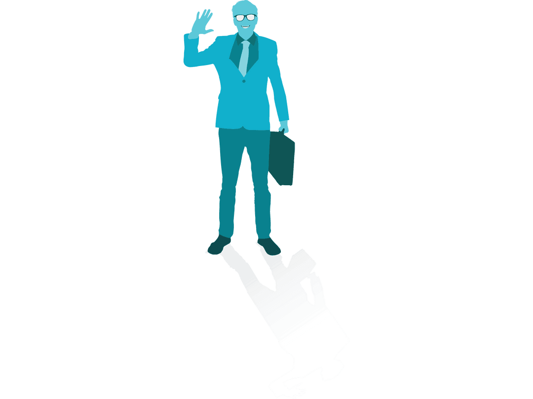 Stylized Transparent Blue Businessman with Briefcase