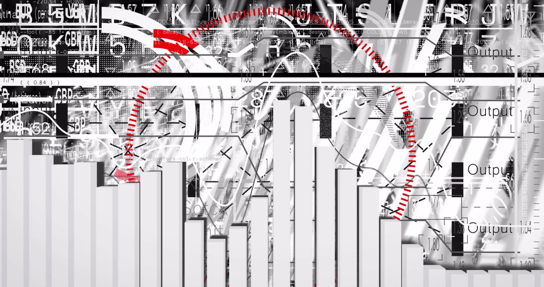 Innovative Digital Art of Trading Board with Graphs and Glitch Effect