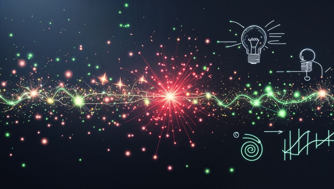 Abstract Neon Waveform with Hand-drawn Icons